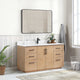 San Bath Vanity with Stone Top, Fir Wood Brown, 60" Single Sink, Single Vanity, No Mirror