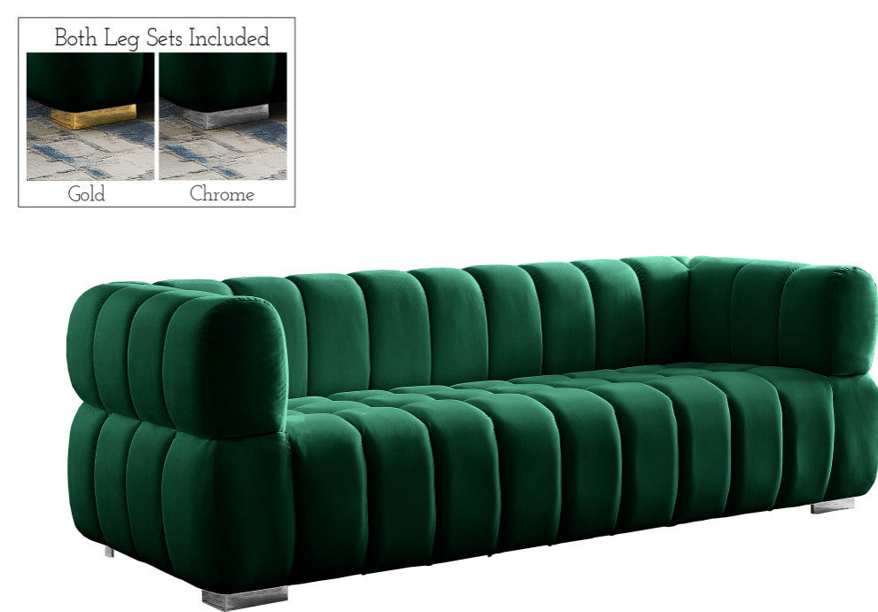 Gwen Velvet Upholstered Chair, Green, Sofa