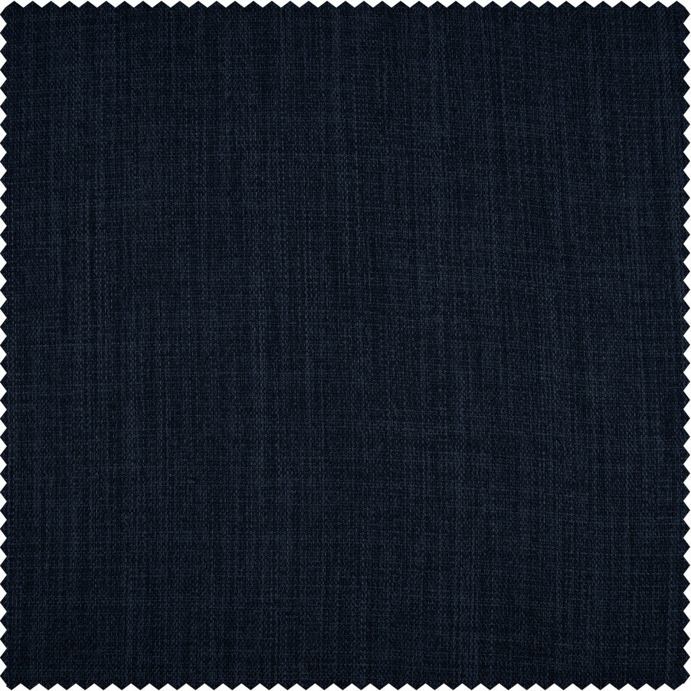 Faux Linen Darkening Curtain Single Panel, Nightfall Navy, 50"x108"
