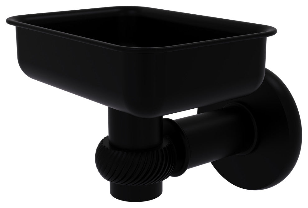 Continental Wall Mount Soap Dish Holder With Twist Accents, Matte Black