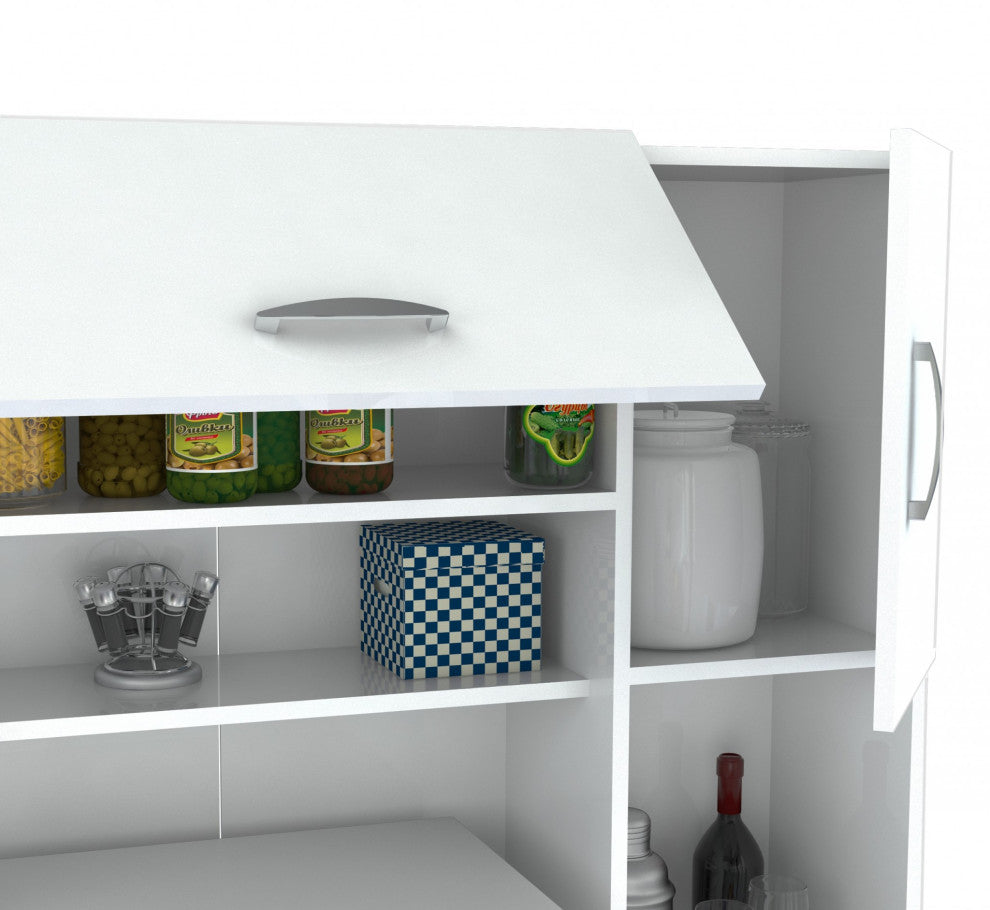 HomeRoots White Finish Wood Kitchen Storage Cabinet