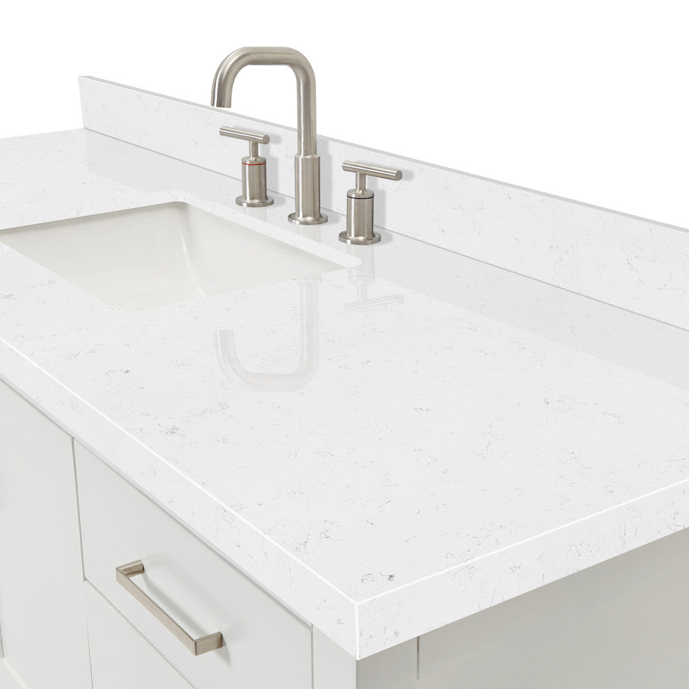Ariel Magnolia 60" Single Rectangle Sink Vanity, Carrara Quartz