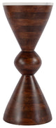 Amra 12" W Round Marble and Wood Side Table