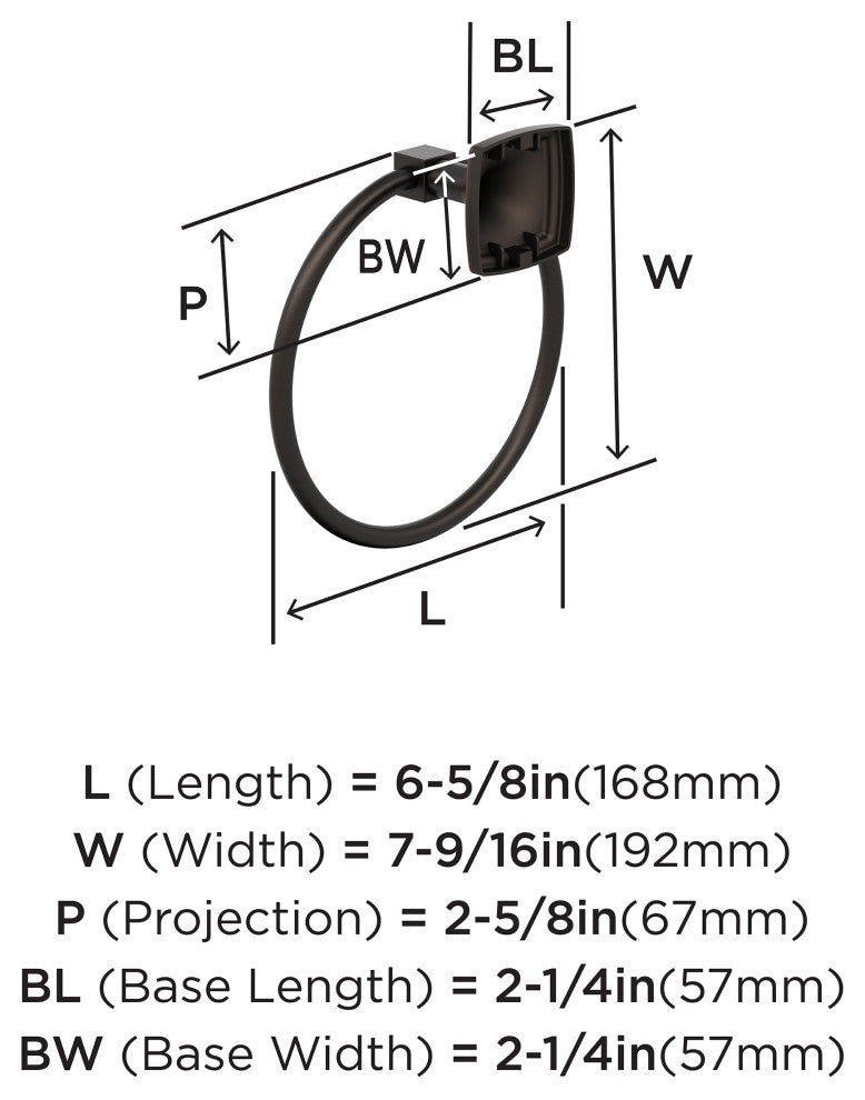 Amerock Stature Transitional Towel Ring, Oil Rubbed Bronze
