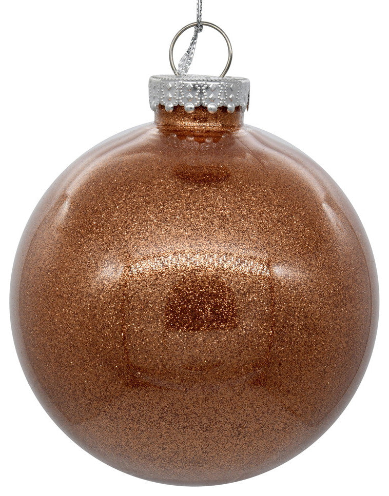 Clear Ornament With Glitter Interior , Rose Gold, 6"