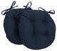 16" Solid Twill Round Tufted Chair Cushions, Set of 2, Navy
