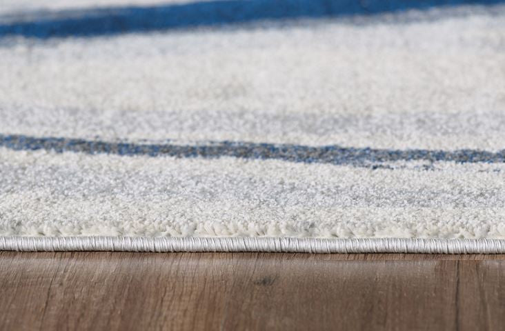 7"x10" Navy Ivory Abstract Strokes Modern Area Rug