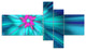 Rotating Blue Fireworks, Floral Canvas Art Print, 60"x32", 5 panels