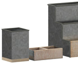 Comerford 3 Piece Metal and Wood Organizer Set, Galvanized