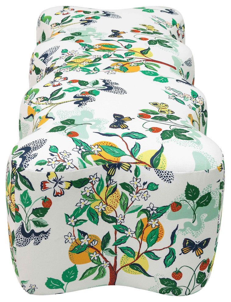 Archie Upholstered Bench in Citrus Garden Print