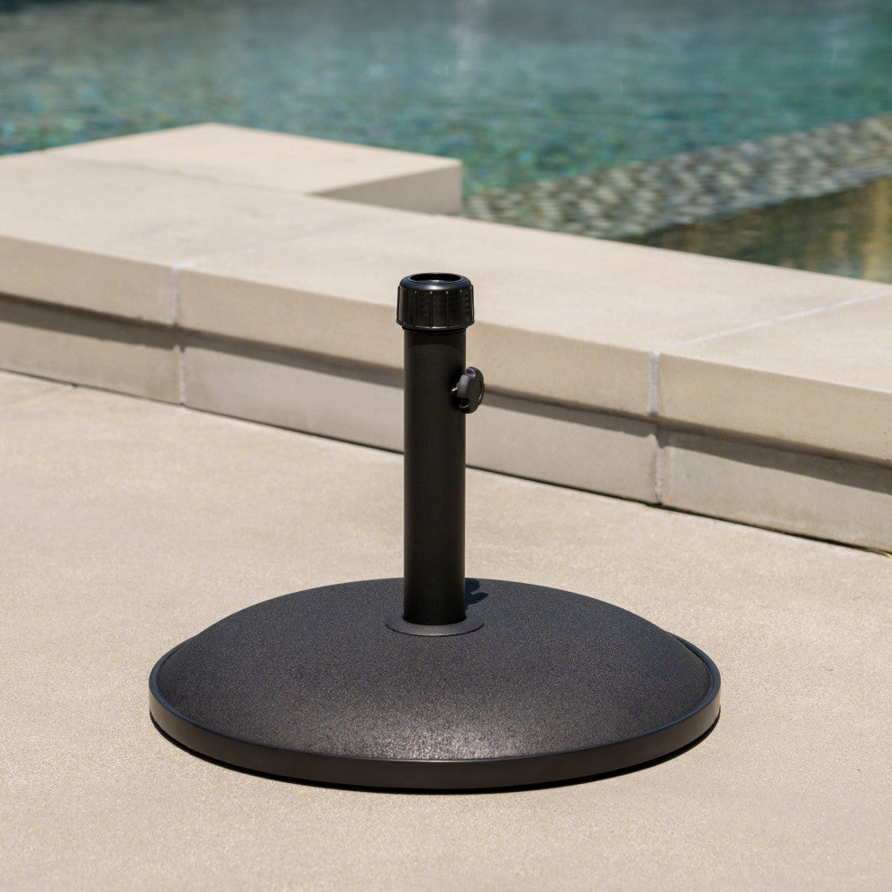 GDF Studio Tulare Outdoor 33 lbs Circular Concrete Umbrella Base, Black