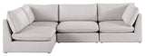 Mackenzie Linen Textured Fabric 4-Piece Modular L-Shaped Sectional, Beige