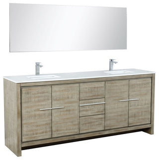 Lafarre Contemporary 80" Rustic Acacia Double Bathroom Vanity Set