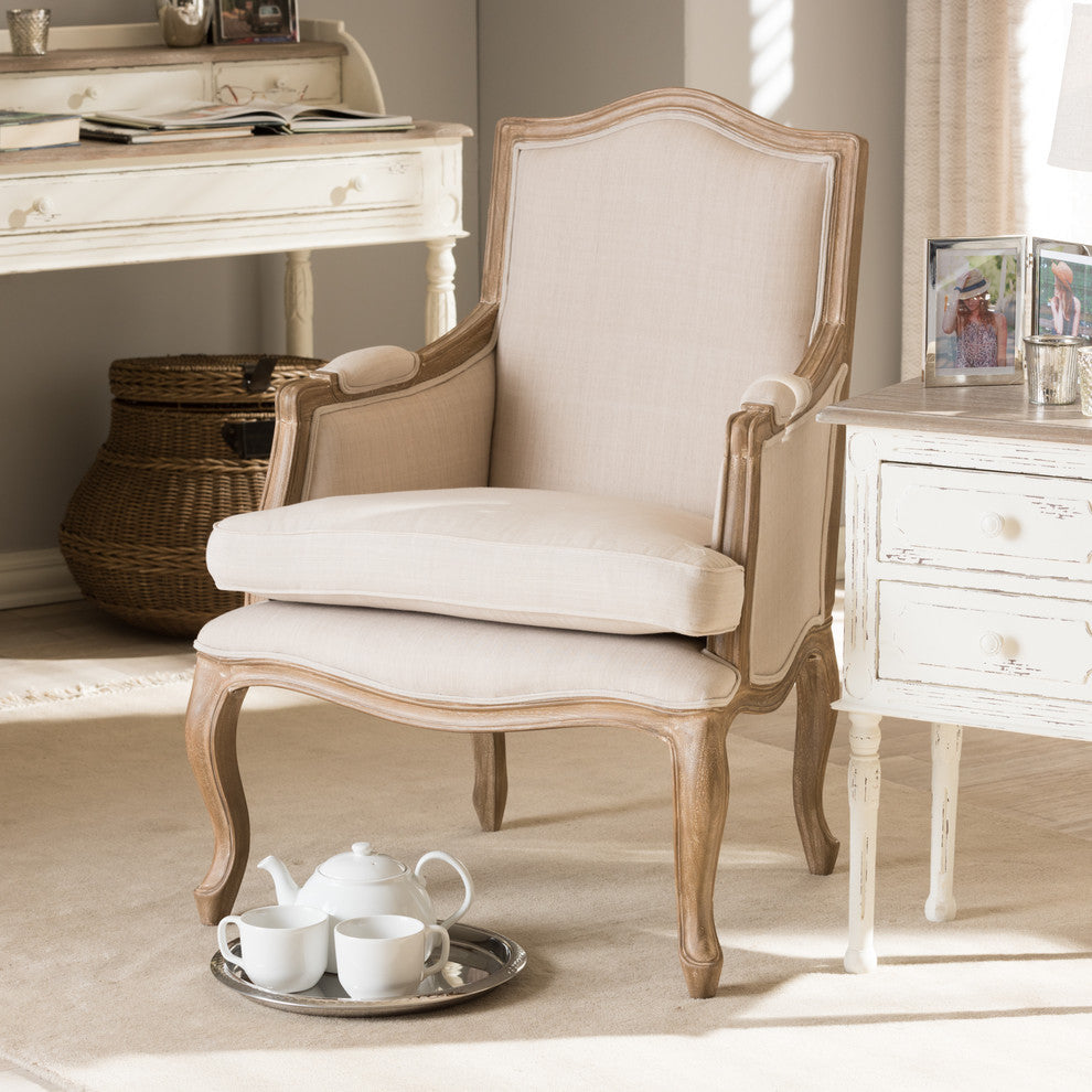 Nivernais Wood Traditional French Accent Chair
