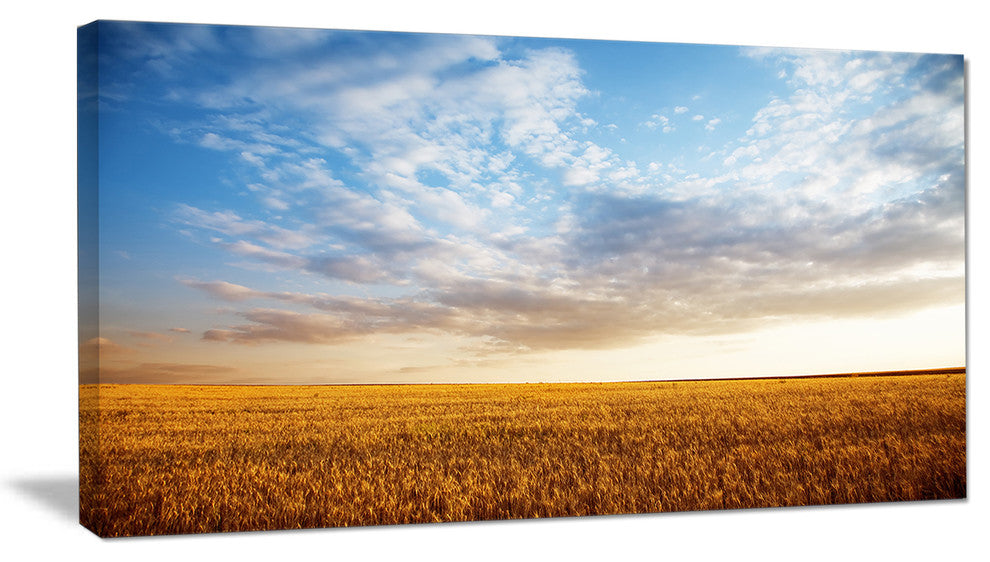 "Wheat Field Under Summer Sky" Extra Large Wall Art Landscape, 32"x16"