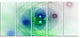 Merge Colored Spheres., Abstract Canvas Art Print, 60"x28", 5 Panels
