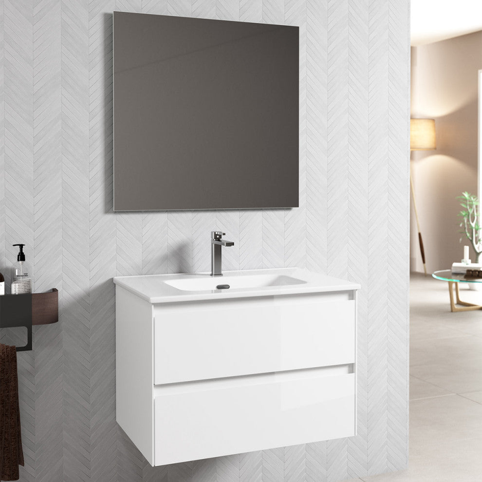 WS Bath Collections Perla C70 Perla 28" Wall Mounted Single Basin - Glossy