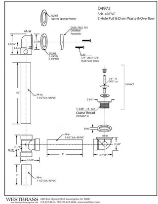 Pull & Drain Sch. 40 PVC Bath Waste With Two-Hole Elbow In Polished Nickel