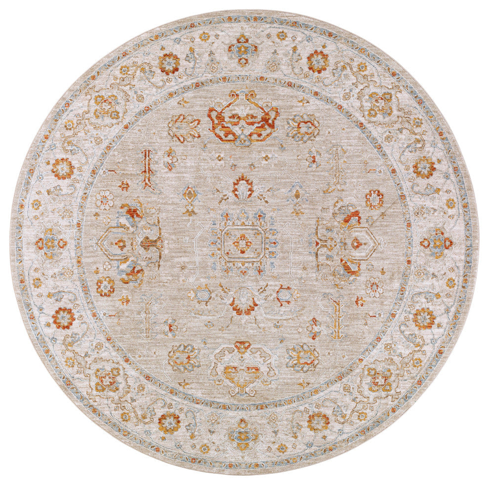 Avant Garde AVT-2319 Traditional Rust/Gray 5'3" Round Area Rug