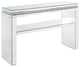 Benzara BM250574 Sofa Table With Mirror Panel Frame and 1 Glass Shelf, Silver