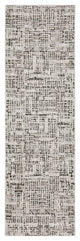 Noble Abstract Gridwork Ivory/ Grey Indoor Area Rug, Ivory, 2'3"x7'6"