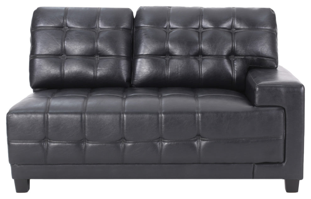 Littell Faux Leather 4 Seater Sofa, Chaise Sectional, Ottoman, Midnight + Dark B