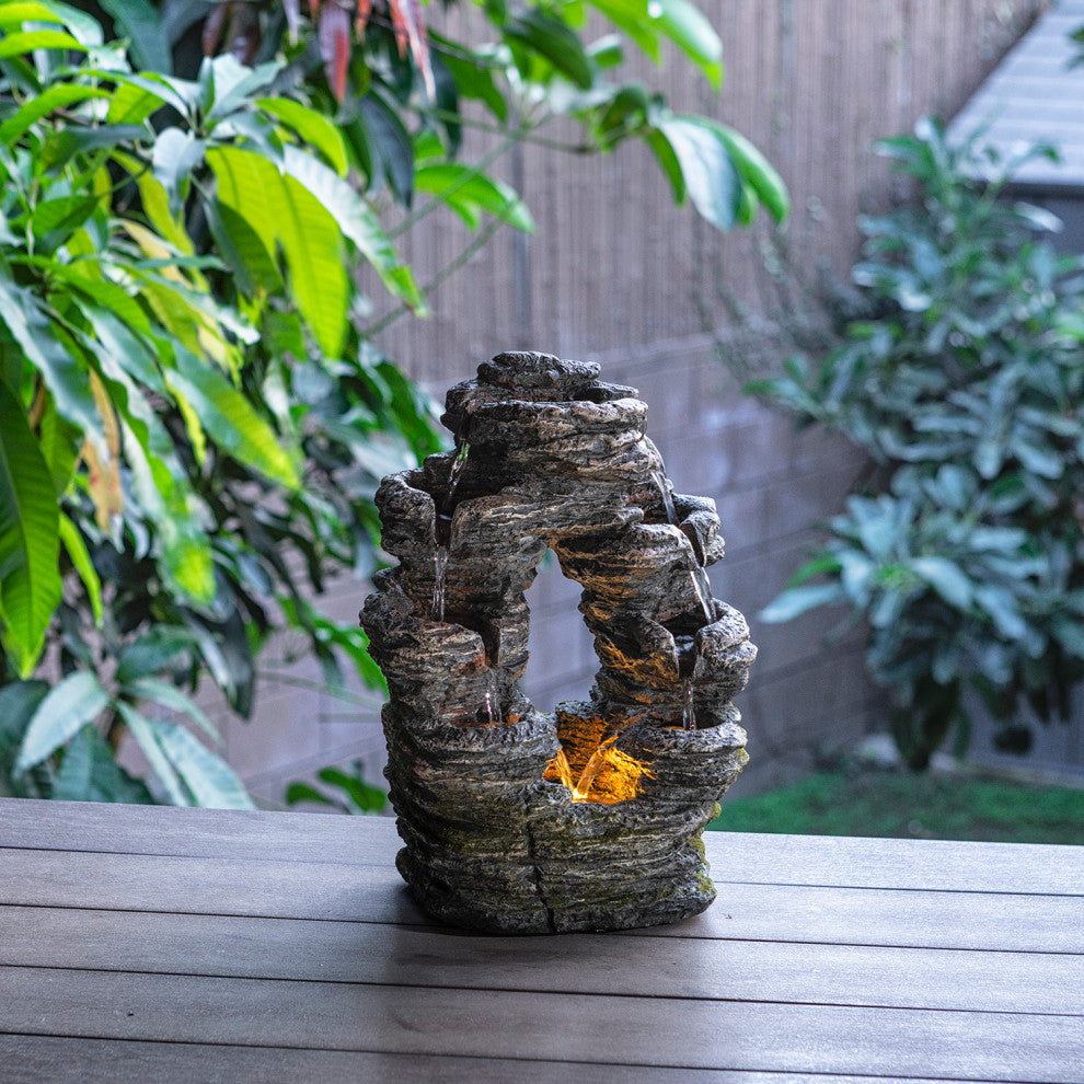 Alpine Stone Look Oval Shaped Fountain, 14" Tall