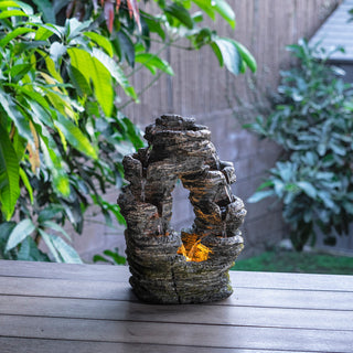 Alpine Stone Look Oval Shaped Fountain, 14" Tall