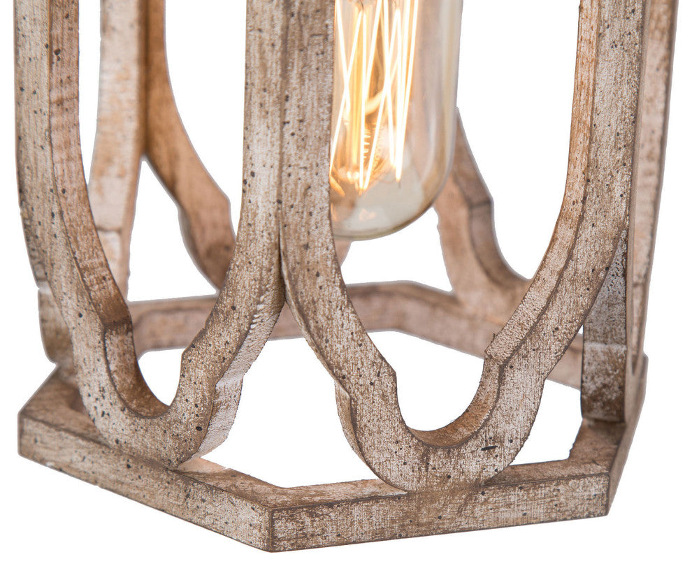 LNC Farmhouse 1-Light Distressed wood and rusty bronze Cylinder Mini Chandelier