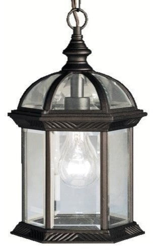 Outdoor Pendant 1-Light, Black, Incandescent
