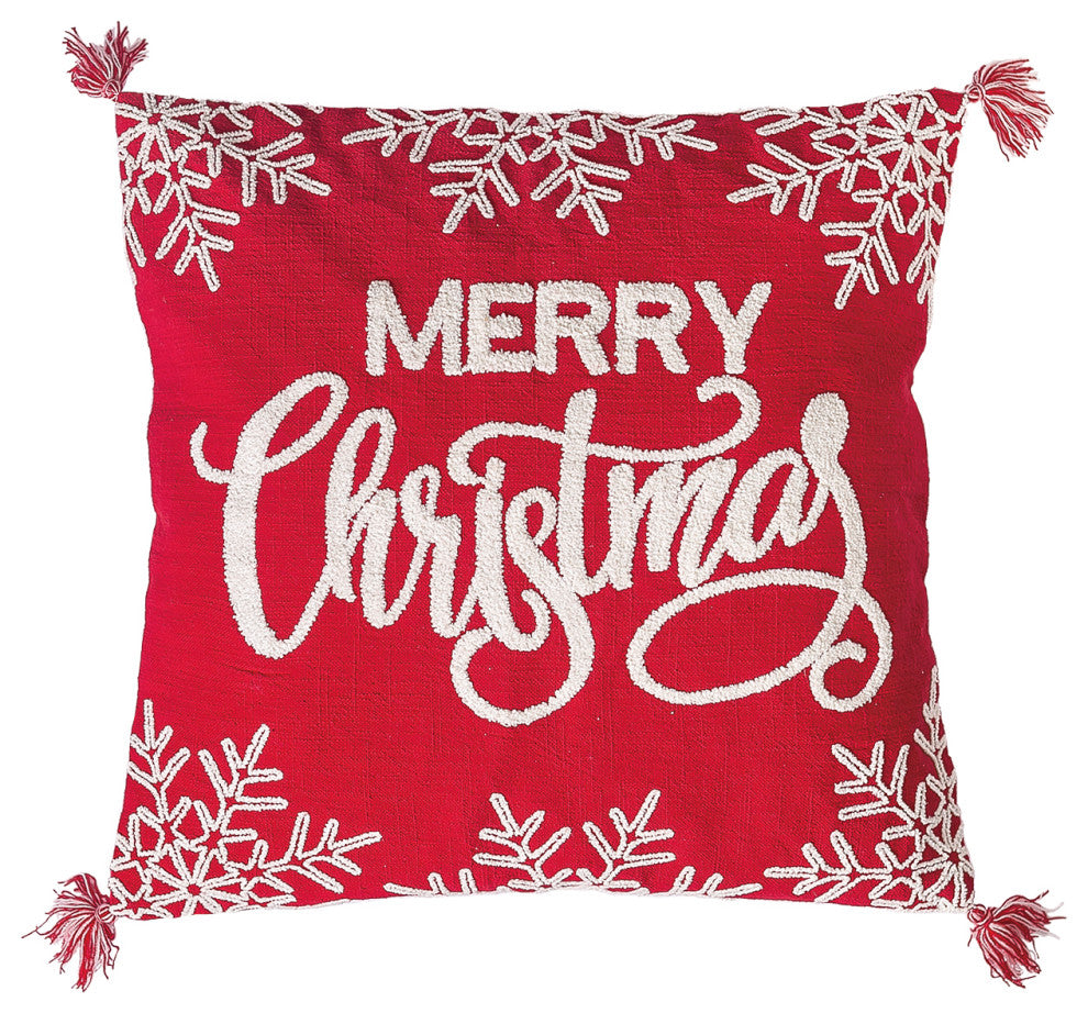 Snowflake Christmas Embroidered Pillow
