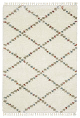 Aurora Lattice Ivory/Multi Indoor Area Rug, Ivory, 6'7" x 9'6"