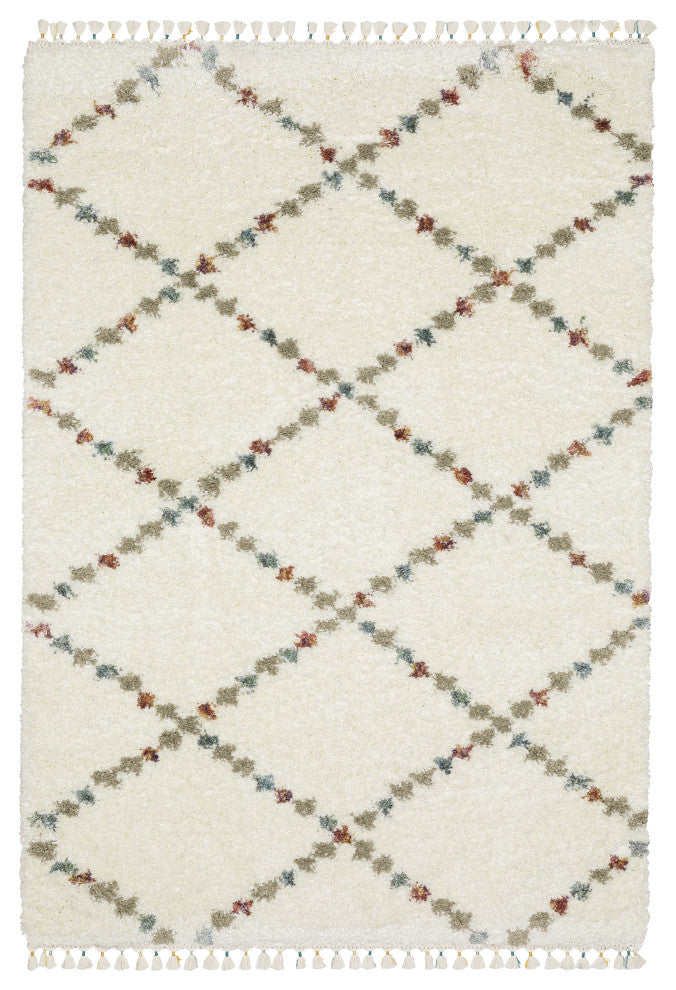 Aurora Lattice Ivory/Multi Indoor Area Rug, Ivory, 6'7" x 9'6"