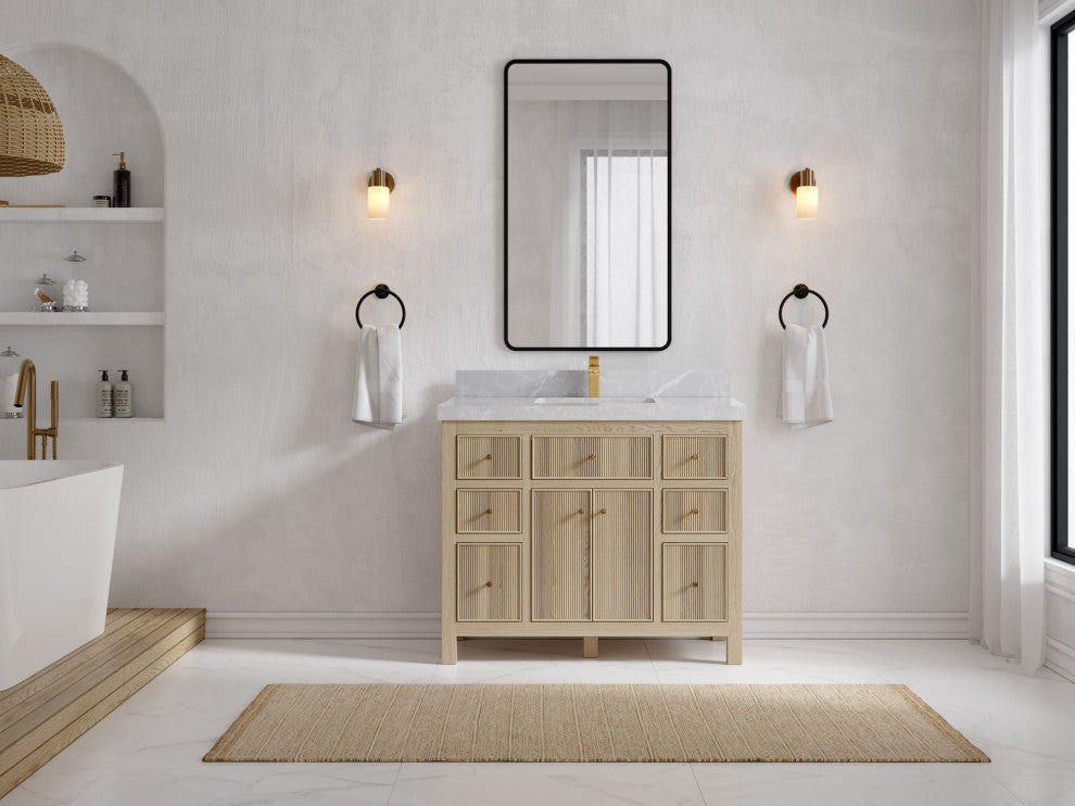 Sonoma Oak 42 Single Sink Bath Vanity with 2" Empira White Quartz