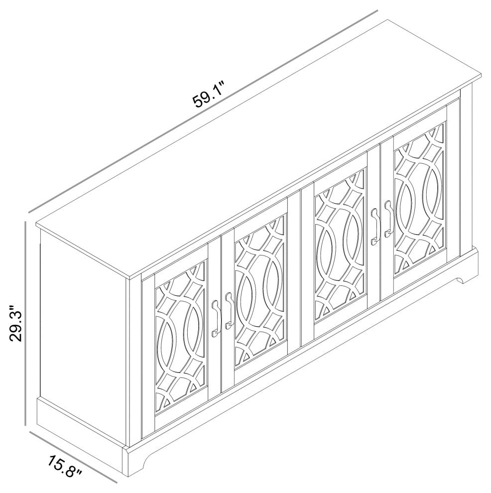 Raccon 59.1 in. TV Stand Fits TV's up to 65 in., Ivory With Knotty Oak