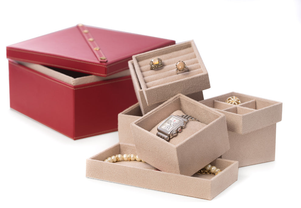 Studded Leather Two Level Jewelry Box