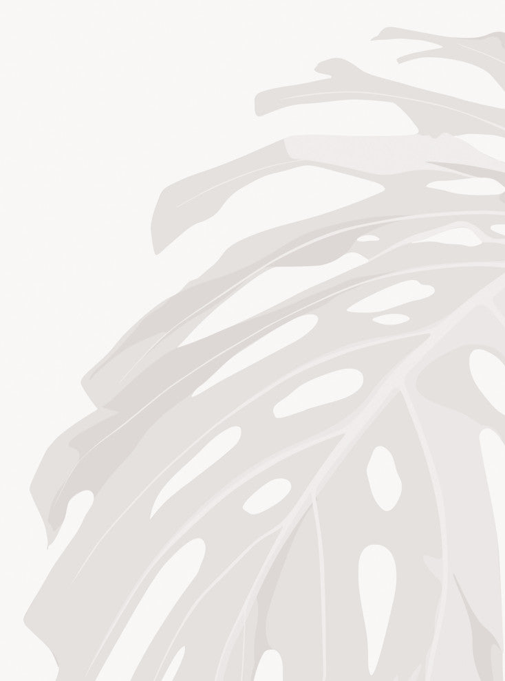 Oceanside Palm Leaves Vinyl Peel and Stick Mural, Gray, 24"x108", Single