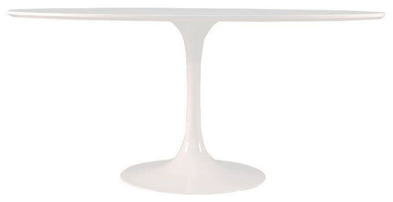 Oval Shiny White MDF Dining Table, 66"