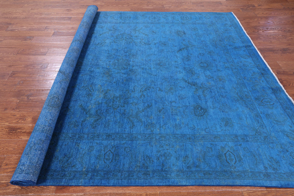 7' 10" X 10' 0" Hand Knotted Full Pile Overdyed Wool Rug - Q12716