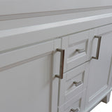 48" Double Sink Vanity, White Finish With Gray Granite And Rectangle Sink