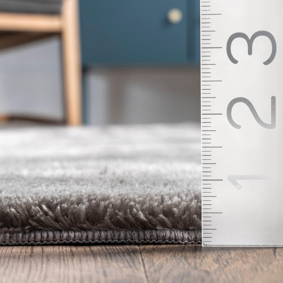 nuLOOM Loni Solid Machine Washable Shag Area Rug, Dark Grey, 2'6"x10'