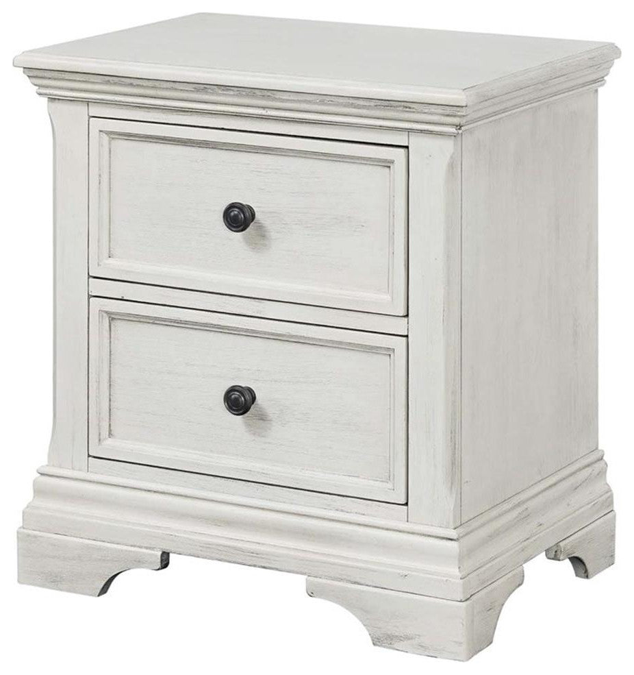 Westwood Design Olivia 2-Drawer Traditional Wood Nightstand in Brushed White