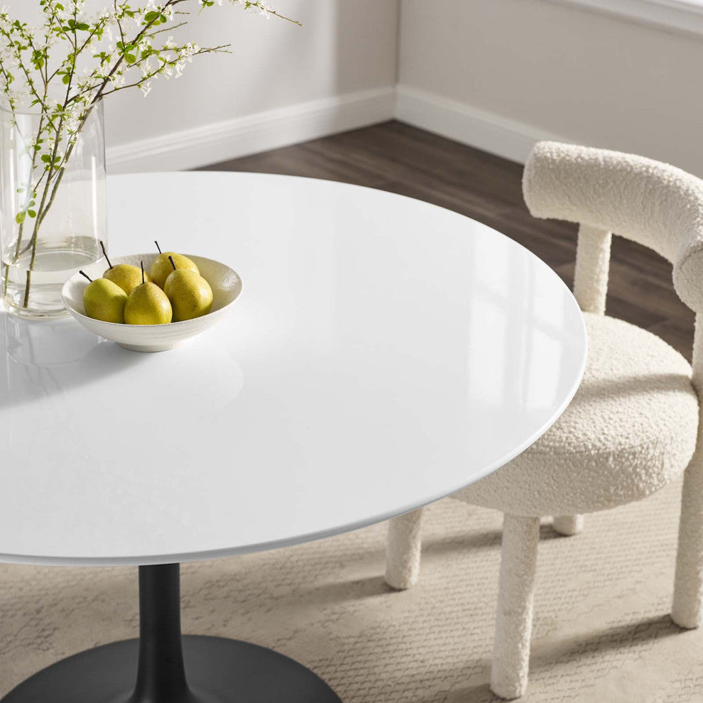 Lippa 47" Round Wood Dining Table Black White