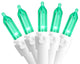 Set of 100 Green LED Mini Christmas Lights 4" Spacing - White Wire
