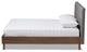 Alinia Retro Modern Gray Fabric Upholstered Walnut Wood King Size Platform Bed