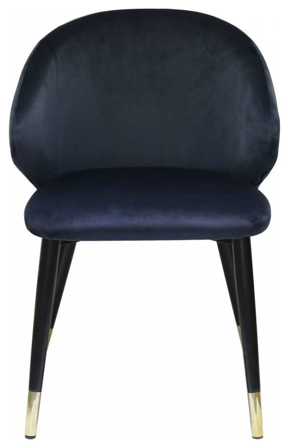 Set of Two Blue Velvet Dining Chairs