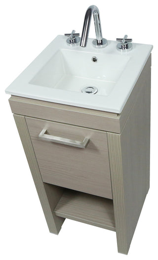 16" Single Sink Vanity With White Ceramic Top, Light Gray