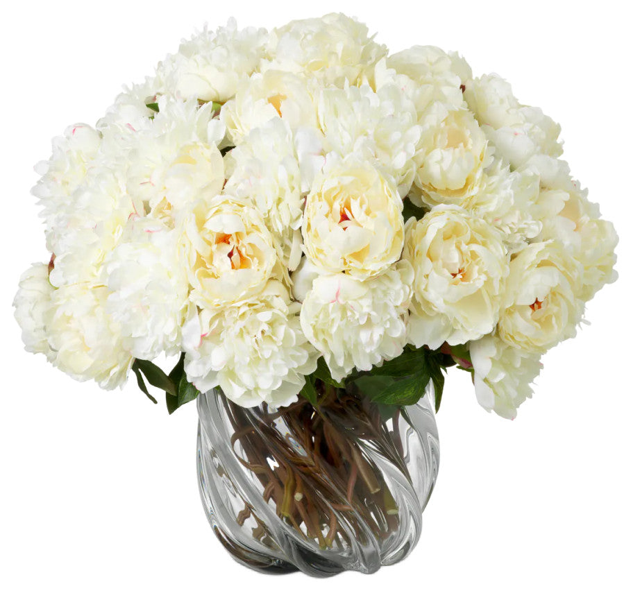 Artificial Blooms Bouquet, 48-Pieces, Eichholtz Peonies, White