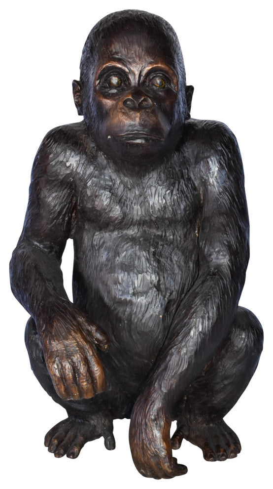 Baby Gorilla Sitting Detailed and Impressive Bronze Statue  18" x 14" x 30"H