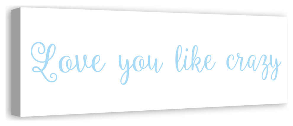 Love You Like Crazy 12"x36" Canvas Wall Art, Blue